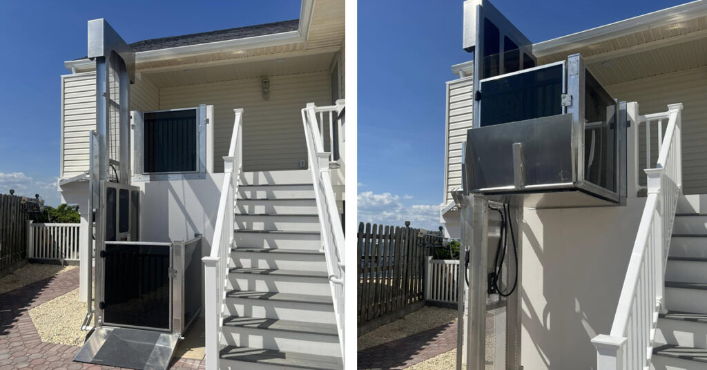 Outdoor elevator lift installed at NJ beach house by Crown Elevator